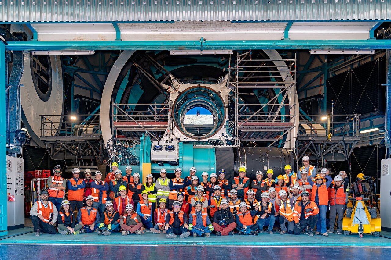 <p>Group photo of the <a href="https://rubinobservatory.org/">NSF–DOE Vera C. Rubin Observatory</a> team before installing the <a href="https://rubinobservatory.org/explore/how-rubin-works/technology/camera">LSST Camera</a> on the <a href="https://noirlab.edu/public/programs/vera-c-rubin-observatory/simonyi-survey-telescope/">Simonyi Survey Telescope</a> in March 2025.</p>