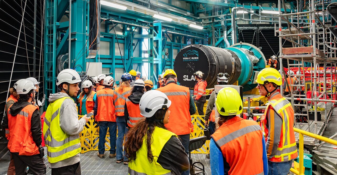 <p>The <a href="https://rubinobservatory.org/">NSF–DOE Vera C. Rubin Observatory</a> team installing the <a href="https://rubinobservatory.org/explore/how-rubin-works/technology/camera">LSST Camera</a> on the <a href="https://noirlab.edu/public/programs/vera-c-rubin-observatory/simonyi-survey-telescope/">Simonyi Survey Telescope</a> in March 2025.</p>