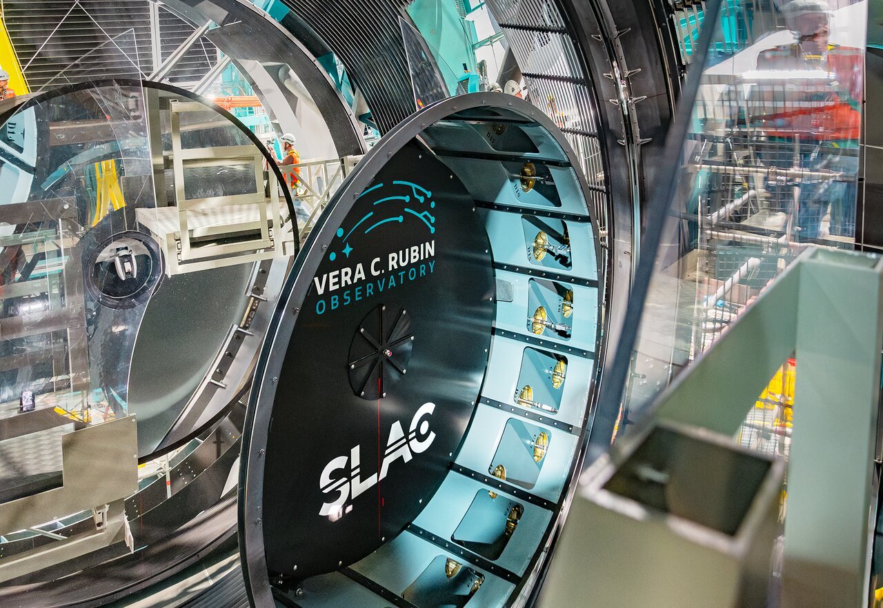 <p>The <a href="https://rubinobservatory.org/">NSF–DOE Vera C. Rubin Observatory</a> team installing the <a href="https://rubinobservatory.org/explore/how-rubin-works/technology/camera">LSST Camera</a> on the <a href="https://noirlab.edu/public/programs/vera-c-rubin-observatory/simonyi-survey-telescope/">Simonyi Survey Telescope</a> in March 2025.</p>